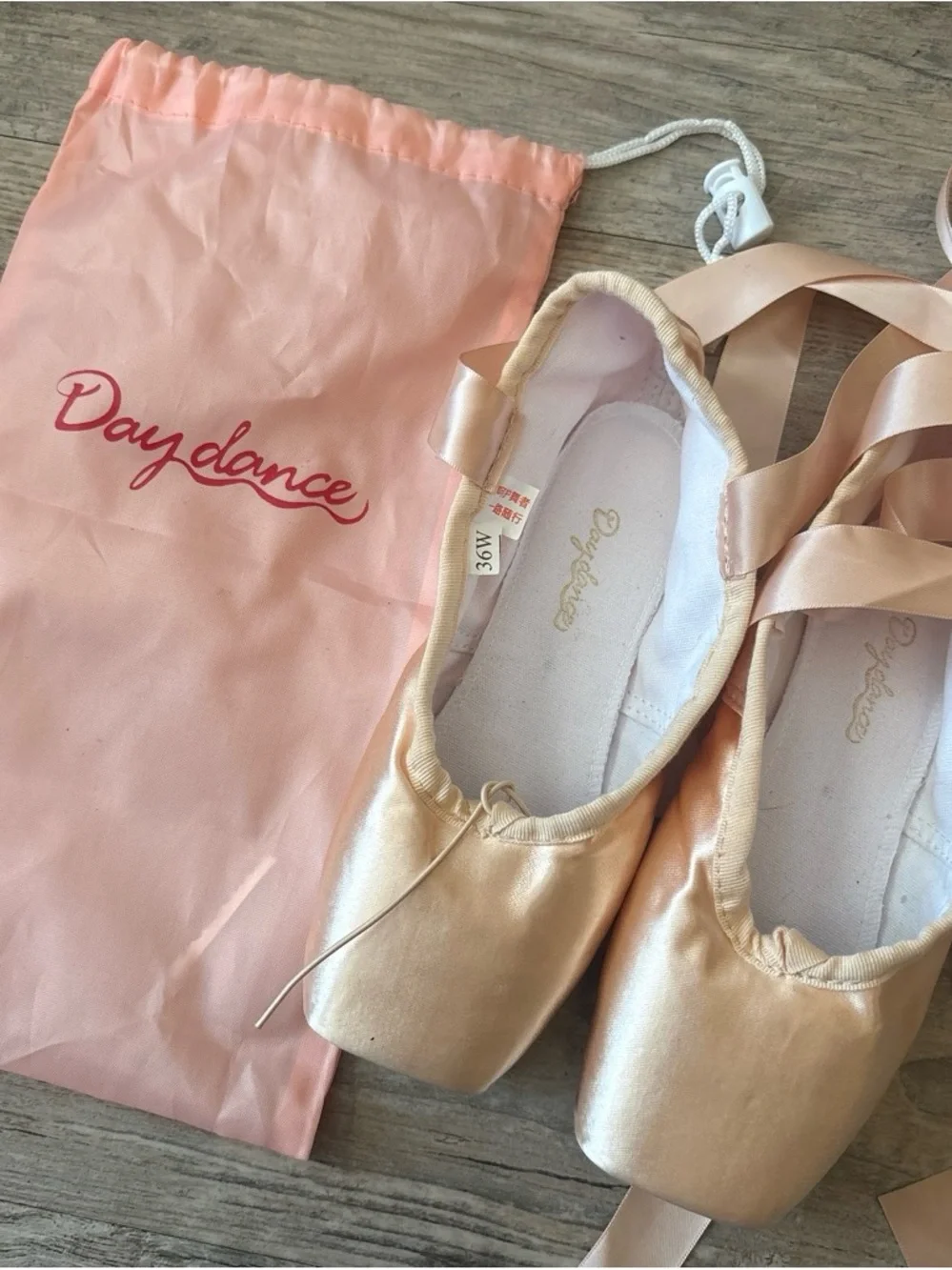 Kids Satin Ballet Pointe Shoes in Rose Gold